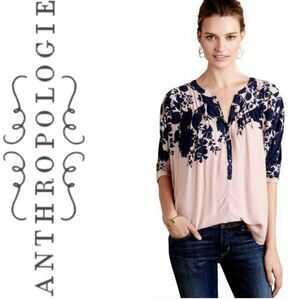Anthropologie Maeve Linden Floral Batwing Blouse